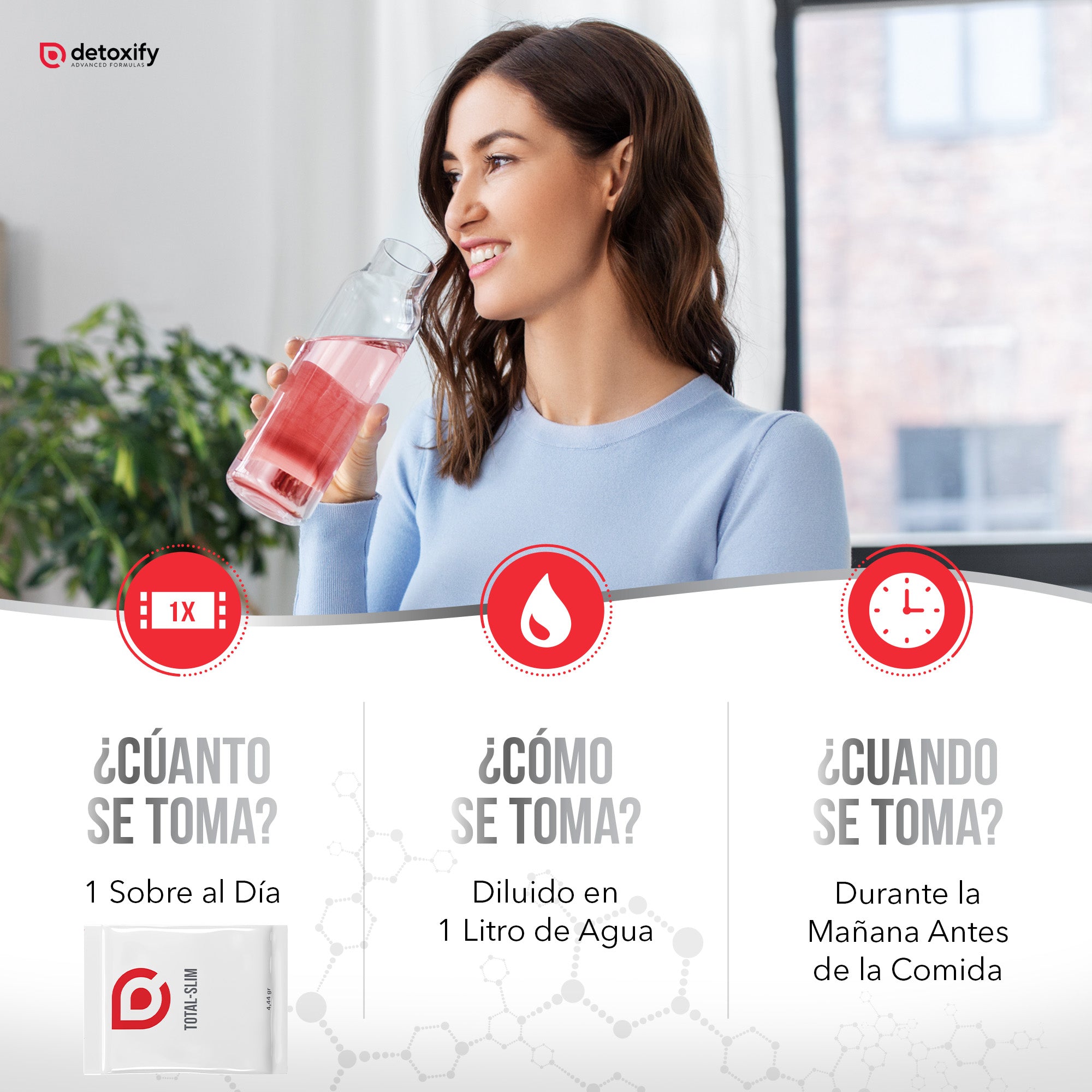 Detoxify Total-Slim | Quemagrasas Potente para Adelgazar | Potente Saciante en Sobres | Garcinia Cambogia Cromo Cola de Caballo Hibisco | Adelgazar Rápido y Efectivo Mujer | 15 Días