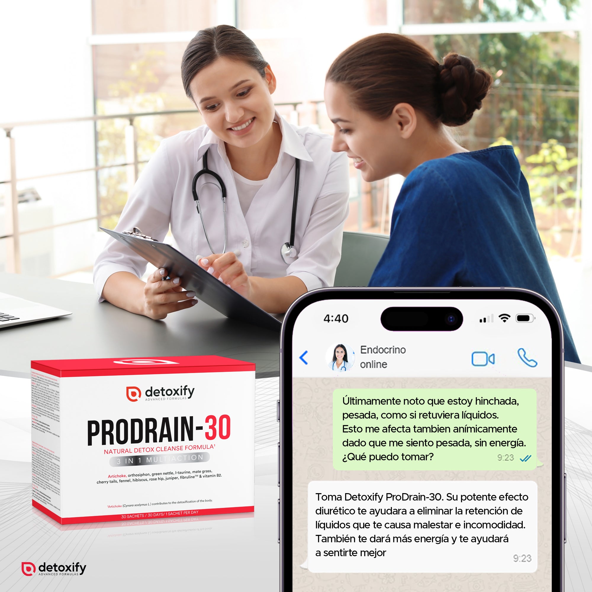 Detoxify® ProDrain-30 | Ayuda a Eliminar la Retención de Líquidos | 30 Días de Tratamiento